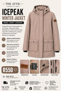 Icepeak Winter Jacket in taupe/dusty pink – pre-loved, size 40 (L)