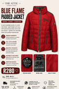 Blue Flame Heritage Padded Jacket in bold red – pre-loved, size 46 (L)