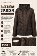 Caché Caché Dark Brown Zip Jacket – pre-loved, size 4 (SA 32/XS)