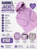 Hummel kids lilac waterproof hooded jacket with signature logo detail and two side pockets, size 104
