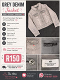 TWODAY kids grey wash denim jacket with heart detail on chest pocket and classic button-up front, size 128