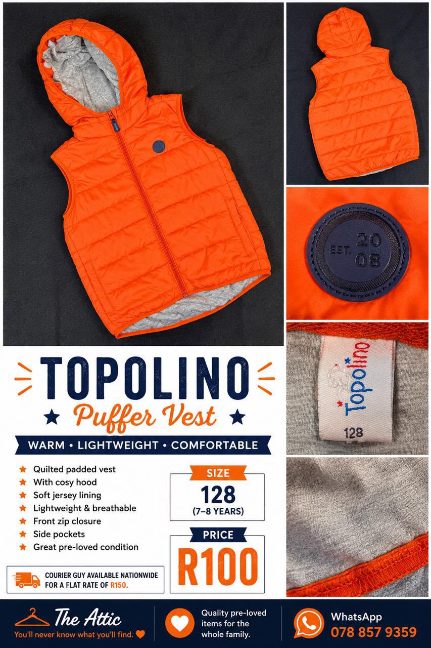 Topolino Hooded Puffer Vest Orange - Size 128 (7-8 years)