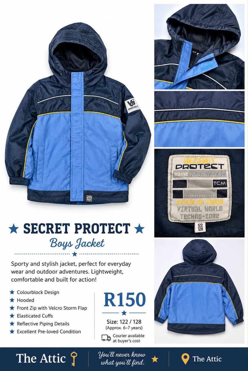 Secret Protect Boys Jacket Navy Blue Colourblock - Size 122/128 (6-7 years)