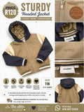 Sturdy Hooded Jacket Khaki Navy Colourblock - Size 116 (5-6 years)