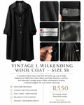 Vintage I. Wilkending Berlin Wool Coat Black - Size 58 / SA 48-50 Plus Size