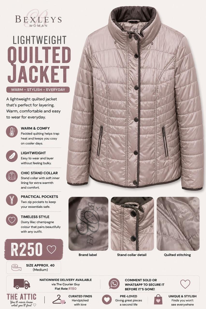 Bexleys Woman Lightweight Quilted Jacket Dusty Champagne - Size 40 Medium