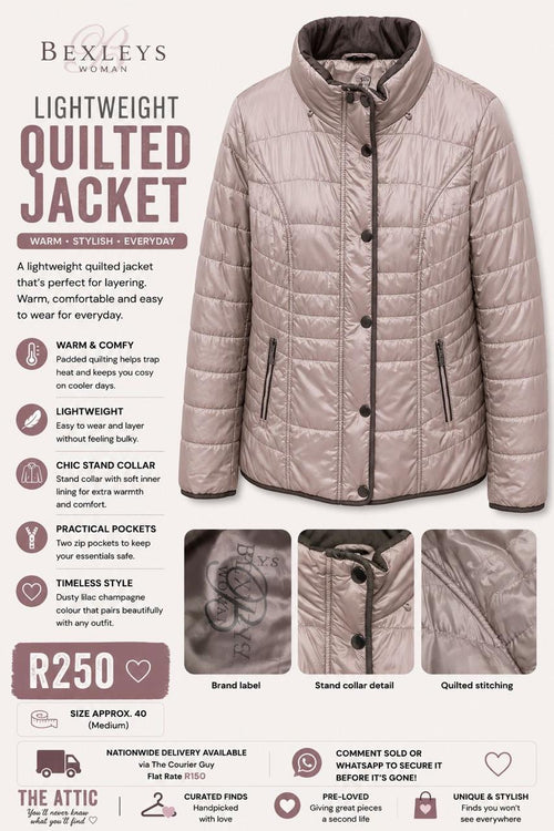 Bexleys Woman Lightweight Quilted Jacket Dusty Champagne - Size 40 Medium