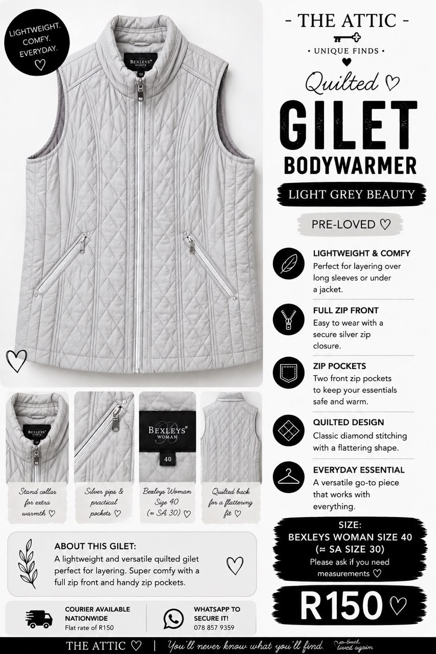 Bexleys Woman Quilted Gilet Bodywarmer Light Grey - Size 40 / SA 30