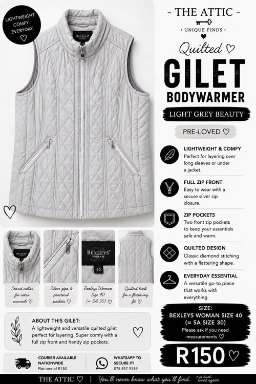 Bexleys Woman Quilted Gilet Bodywarmer Light Grey - Size 40 / SA 30