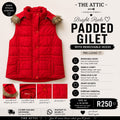 Okay Bright Red Padded Gilet with Removable Faux Fur Hood - Size 42 / SA 36-38
