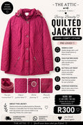 Miamoda Berry Beauty Quilted Jacket Plus Size - Size 50 / UK 24R / SA 46