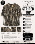 Earthy Neutrals Striped Top with Embroidery Detail - Size 44 / SA 16