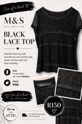 M&S Collection Black Lace Top - Estimated Medium