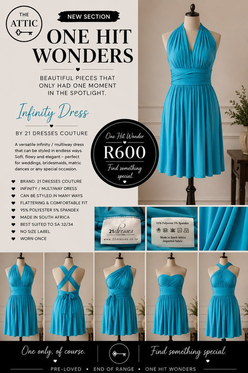 21 Dresses Couture Teal Infinity Multiway Dress - SA 32/34 Worn Once