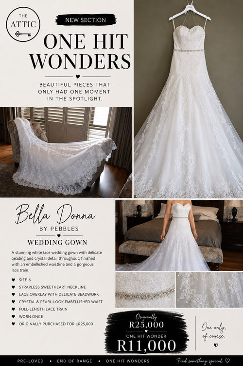 Bella Donna by Pebbles White Lace Wedding Gown - Size 6 SA 32/34, Worn Once