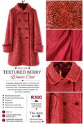 Textured Berry Winter Coat - Berry Red